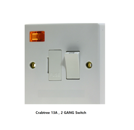 Crabtree 13A, 2 Gang Switch socket