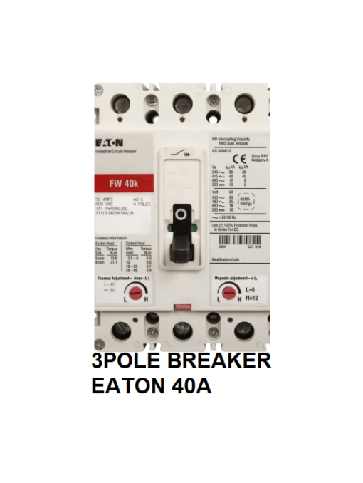 Eaton GWF 25K Circuit Breaker 40A 600VAC 3 Pole