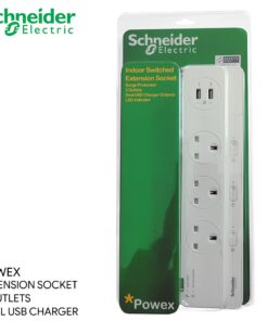 Schnieder Extension Socket 3 & 5 outlet, Dual USB Charger